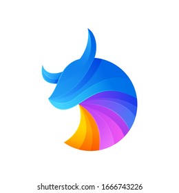 Bull Modern Logo Illustration Vector Template