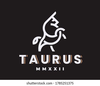 Bull modern logo. Taurus heraldic emblem design editable for your business.