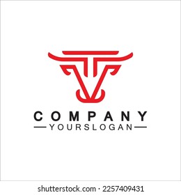 Bull monoline logo design vector template