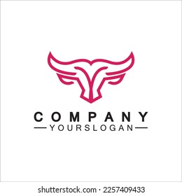 Bull monoline logo design vector template
