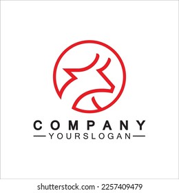 Bull monoline logo design vector template