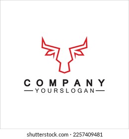 Bull monoline logo design vector template