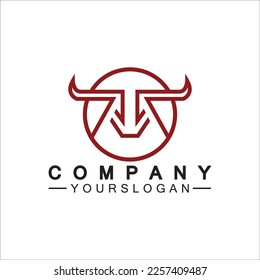 Plantilla vectorial de diseño de logotipo de monolina de toro