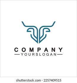 Plantilla vectorial de diseño de logotipo de monolina de toro