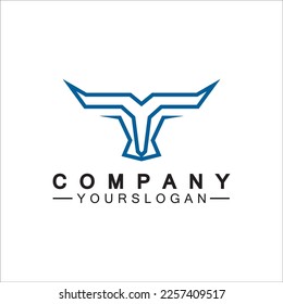 Bull monoline logo design vector template