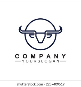 Bull-Monoline-Logo-Design, Vektorvorlage