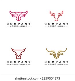 Bull monoline logo design vector template