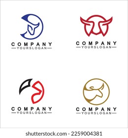 Bull monoline logo design vector template