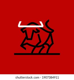ilustración del icono vectorial del logotipo de la monolina del toro