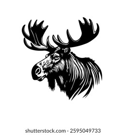 Bull moose head vector, isolated on white background