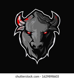 bull and mountain logo vector design