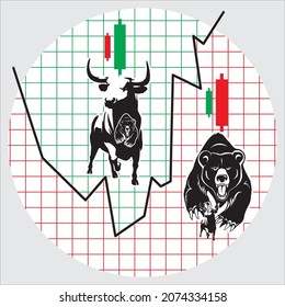 Bull n Bear in the circle can be use to large cap industries, decal, business magazines, clothing and printing industrial use etc...,