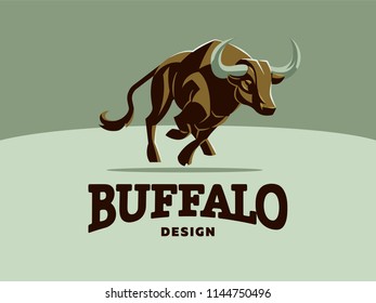Bull in nature. Field, wild nature. Vector illustration.