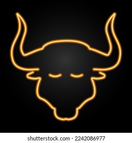 bull neon sign, modern glowing banner design, colorful modern design trends on black background. Vector illustration.