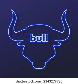 bull neon sign, modern glowing banner design, colorful modern design trends on black background. Vector illustration.