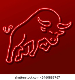 bull neon sign, modern glowing banner design, colorful modern design trend. Vector illustration.