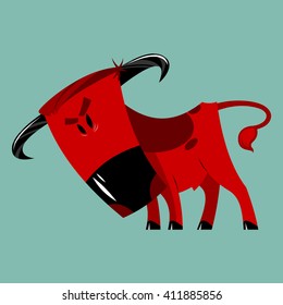 bull on a blue background