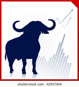 bull on business background with red border Original Vector Illustration