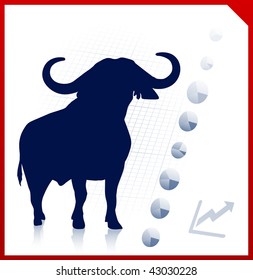bull on business background with red border Original Vector Illustration