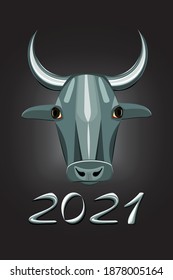 bull on a dark background