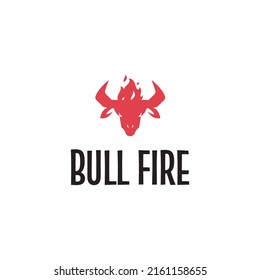 Bull on fire logo design illustration