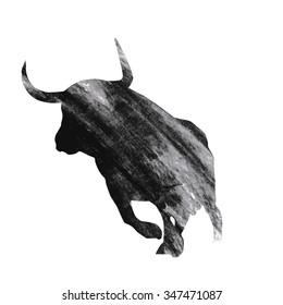 Bull on white background, vector illustration