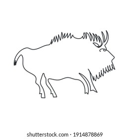 bull one line cave drawing vector illustration