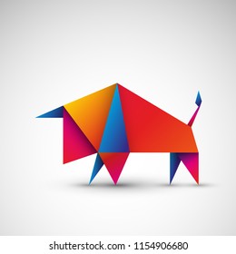 bull origami vector