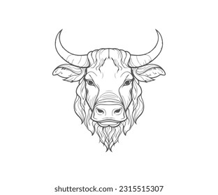 Bull Outline, Bull face, Bull Head Sketch, Bull mascot Logo