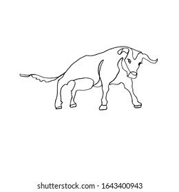 Bull Outline Illustration On White Background Stock Vector (Royalty ...