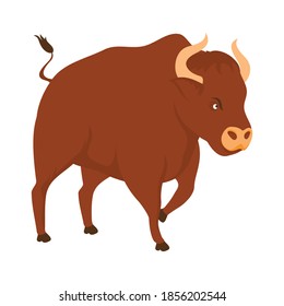 Bull or ox cartoon vector illustration with flat design