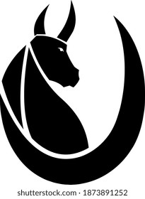 Bull Or Ox Face Silhouette Symbol Of 2021 Year Of The Ox. Vector Illustration Isolated On Transparent Background