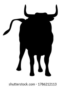 Bull or ox silhouette isolated on white background. Element for your design