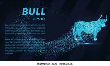Bull of particles. The bull consists of circles and points. Vector illustration.