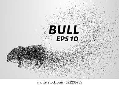 Bull of particles. The bull consists of circles and points. Vector illustration.