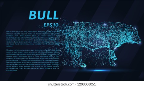 Bull of particles. Vector bull crumbles into small pieces