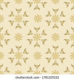 Bull pattern. Decorative animal head. Vector illustration. Symbol of the year. Silhouette. Vintage stylish buffalo. Christmas background. Suitable for textiles, wrapping paper, fabrics, banners.