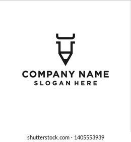 bull pencil logo design vector illustration template