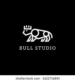 Bull photo video studio logo vector illustration branding identity or commercial brand