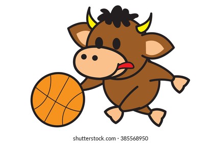 Bull Playing Basketball