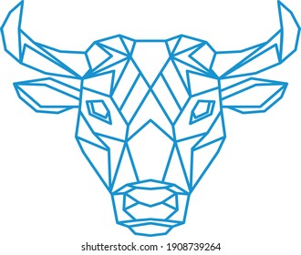 Bull Polygon, Geometric Contour Vector For Cutting By Plotter