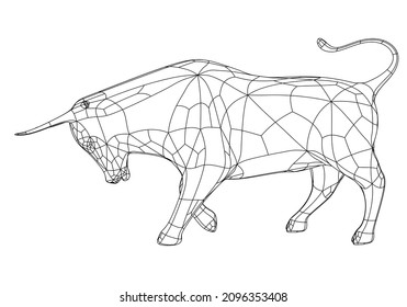 Bull polygonal lines illustration. Abstract vector bull on the white background