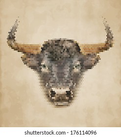 Bull portrait made of geometrical shapes - Vintage Design