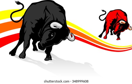Bull Rage-Raging Bull in different color variations, traced from my hand drawn sketch