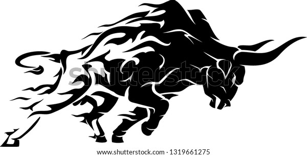 Bull Raging Flame\
Run, Abstract Silhouette