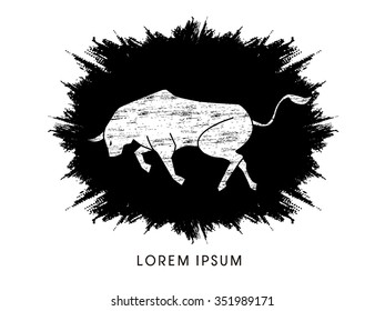 Bull ready to fight  designed using ink grunge brush graphic vector.
