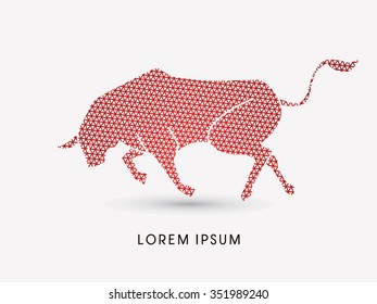 Bull ready to fight  designed using line triangle pattern graphic vector.