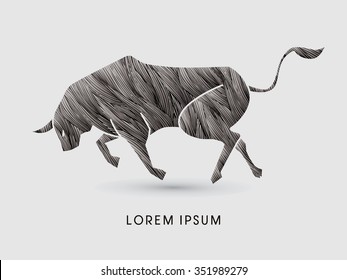 Bull ready to fight  designed using black grunge brush graphic vector.