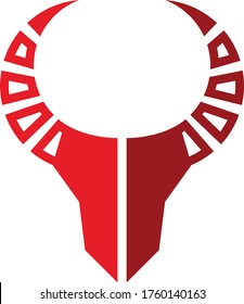 Bull red mark logo vector design