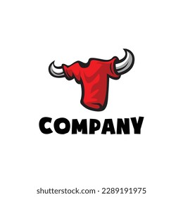 bull red shirt vector logo design
